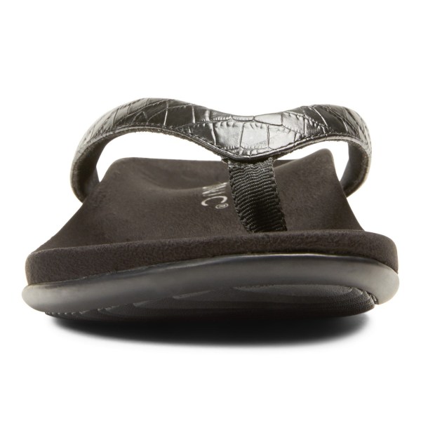 Vionic Sandals Ireland - Dillon Toe Post Sandal Black - Womens Shoes Clearance | UYRTL-8316